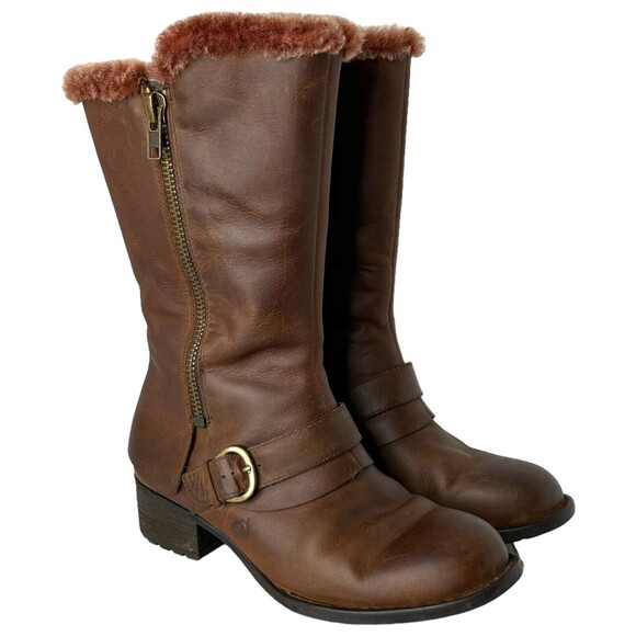 Born Shoes - Børn BORN Goji Boot Summer Brown Saddle Leather Shearling Lined Women Size 8 M